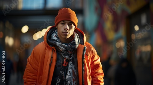 Generative AI Close-up shot of a young man, hip-hop style © vadosloginov