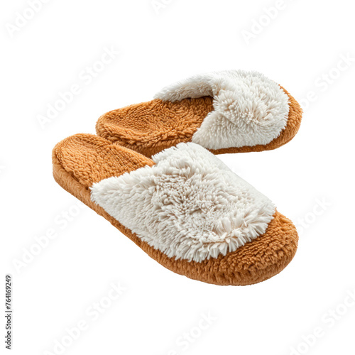 Fuzzy slippers. Isolated on transparent background.