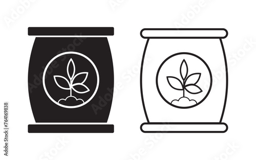 Bag of plant fertilizer flat or line art vector icon, Vector Design Seeds Bag Icon Style