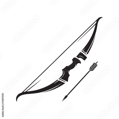 Noble Longbow Silhouette Extravaganza - A Tribute to the Artistry of Ancient Archery with Longbow Vector - Longbow Illustration
