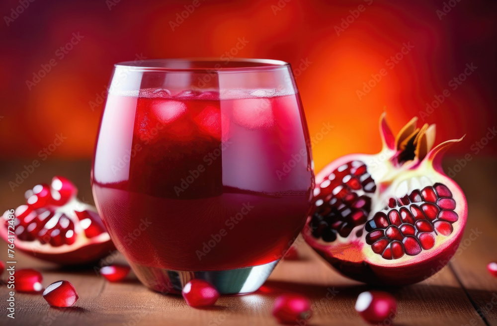 fruit juice, fresh pomegranate, a glass of freshly squeezed pomegranate juice on a wooden table, a refreshing drink fruit juice, fresh pomegranate, a glass of freshly squeezed pomegranate juice on a wooden table, a refreshing drink