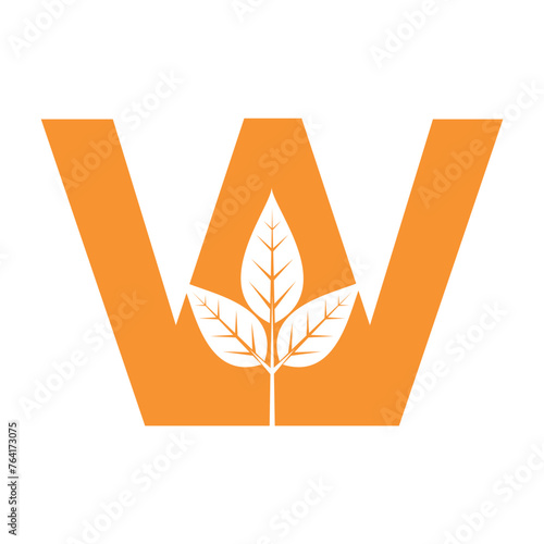 Leaf Logo combine with letter W vector template