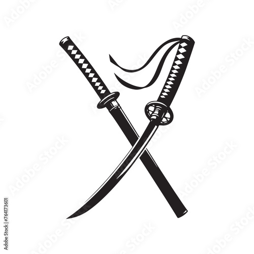 Naginata Silhouette Spectacle - Honoring the Artistry and Precision of Japanese Martial Arts with Naginata Illustration - Minimallest Naginata Vector
 photo