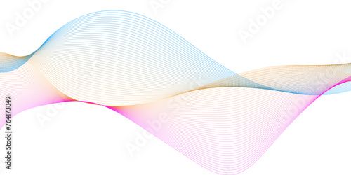 Gradient blue wavy flowing dynamic smooth curve lines background. Digital future technology concept. Design used for presentation, web design, cover, technology, science, data, magazine.