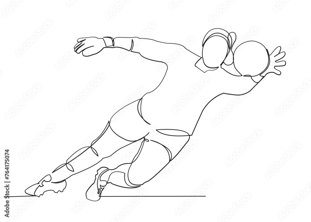 one continuous drawn line of a woman soccer player from a hand picture silhouette. Line art. girl goalkeeper one continuous drawn line of a woman soccer player from a hand picture silhouette. Line art. girl goalkeeper