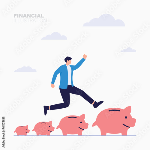 People Invest and Savings Growth Salary or Profit concept illustration