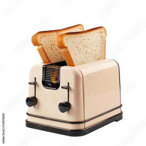 Toast popping out of vintage toaster, cut out transparent