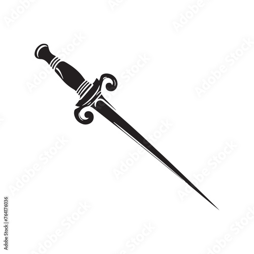 Inspiring Rapier Silhouette Showcase - Portraying the Noble Art of Fencing with Rapier Illustration - Minimallest Vector
