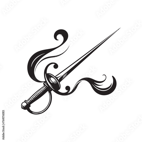 Dynamic Rapier Set of Silhouette - Exploring the Finesse and Technique of Dueling Swords with Rapier Illustration - Minimallest Vector 