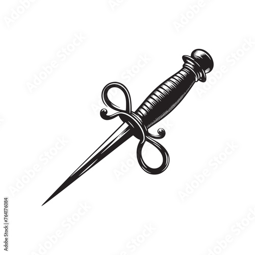 Rapier Silhouette Extravaganza - Unveiling the Beauty and Elegance of Historical Weaponry with Rapier Illustration - Minimallest Vector
