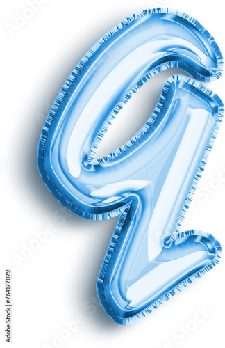 Blue Foil Balloon Uncapitalized Letter q photo