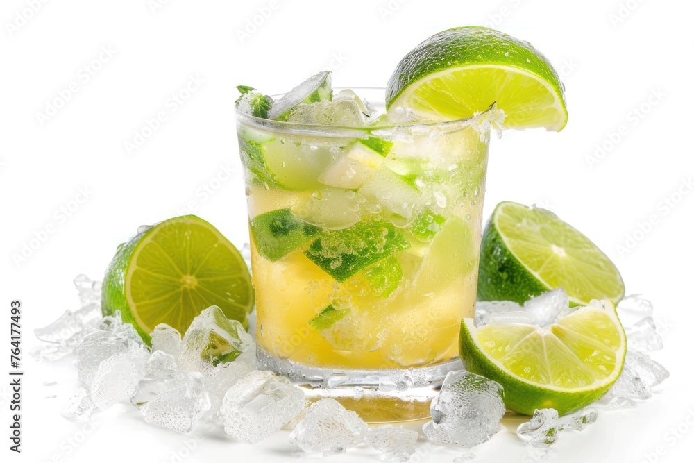 Fototapeta premium Caipirinha summer cocktail Isolated on white background