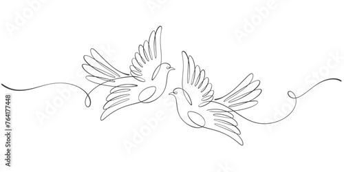 Couple of dove line art vector illustration 