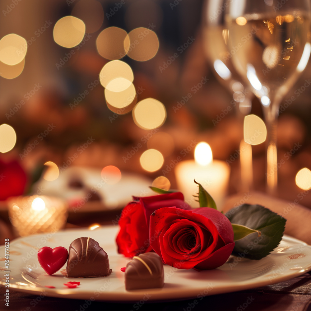 Romantic dinner for two with saints, chocolates for Valentine's Day