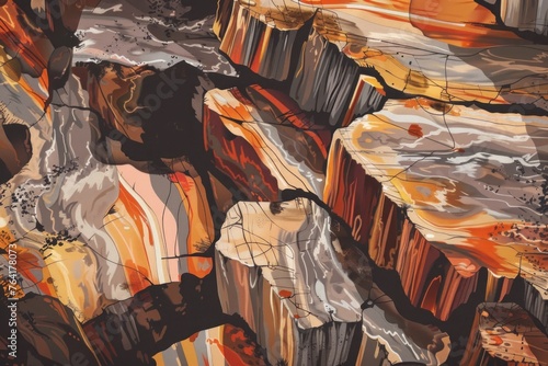 detailed illustration capturing the essence of petrified wood texture photo