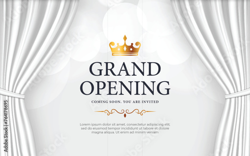 Grand opening luxury invitation banner design template with 3d editable text effect