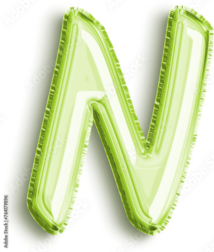 Lime Foil Balloon Capitalized Letter N photo