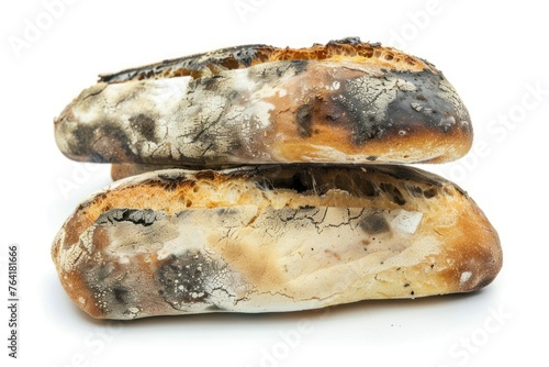 bread with mold fungus isolated on white background photo