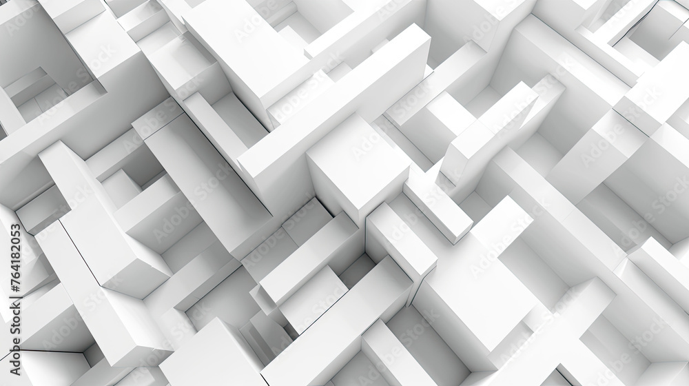 Geometric Harmony: Abstract Architectural Elegance in 3D White