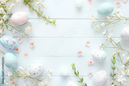Easter background on white with white copy space
