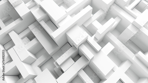 Geometric Harmony: Abstract Architectural Elegance in 3D White © Patyos