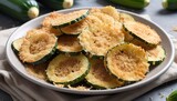 Homemade zucchini chips with breadcrumbs and parmesan
