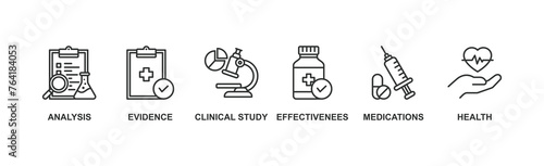 Clinical research banner web icon vector illustration concept with icon photo