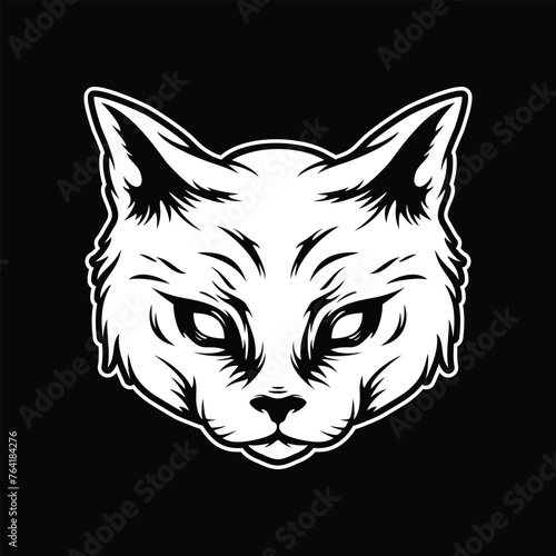 Scary cat head illustration vector