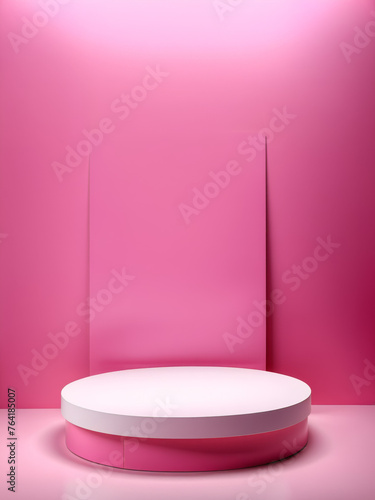 Pink Display Background, Product Display Podium platform, studio stage pedestal light, abstract pink scene, minimal modern interior, ad, podium platform, product presentation space, advertisement