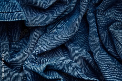 close up of blue denim fabric