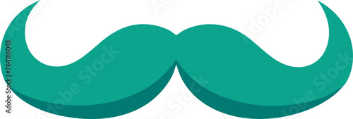 3D Cartoonish Green Mustache Vector Icon: Playful Illustration for Designs