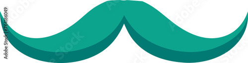 3D Cartoonish Green Mustache Vector Icon: Playful Illustration for Designs