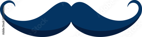 3D Cartoonish Blue Mustache Vector Icon: Quirky Design Element in Vibrant Blue