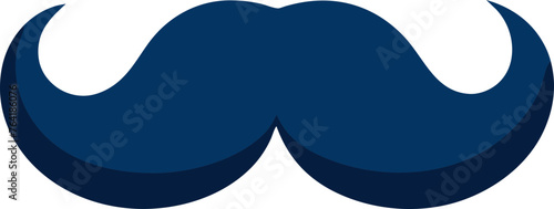3D Cartoonish Blue Mustache Vector Icon: Quirky Design Element in Vibrant Blue