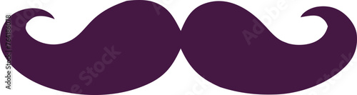 3D Cartoon Purple Mustache Vector Icon: Whimsical Graphic in Rich Purple