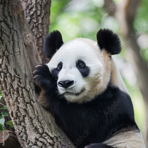 a panda bear in a tree