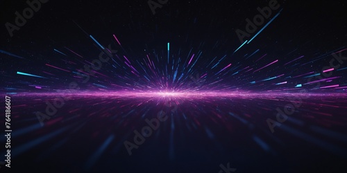 Night starry sky. Meteor stream, abstract space background. Falling bright stars, speed of light, comets, beautiful galaxy, neon glow photo