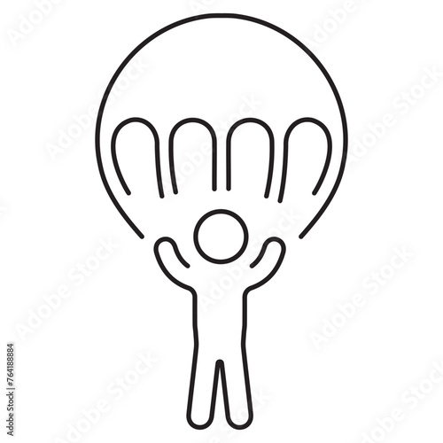 parachutist icon isolated on white background, vector illustration.