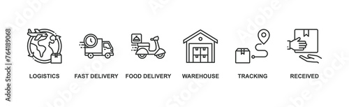 Logistics delivery banner web icon vector illustration concept with icon
