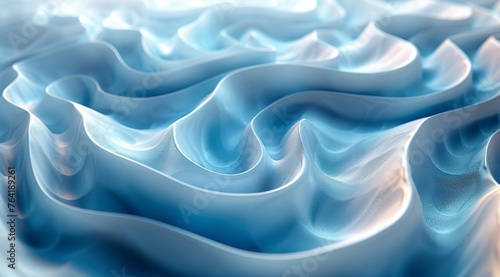 Elegant Blue Silk Fabric with Flowing Waves © SpiralStone