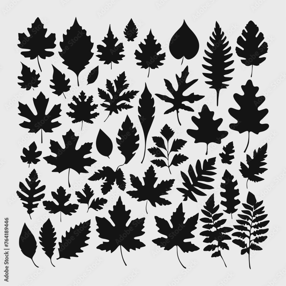 oak leaf silhouette set