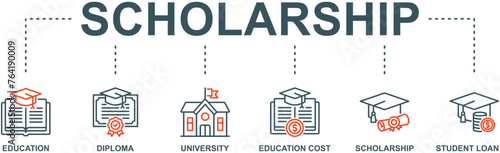 Scholarship banner web icon vector illustration concept with icon