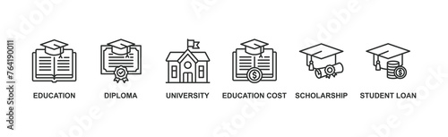 Scholarship banner web icon vector illustration concept with icon