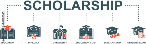 Scholarship banner web icon vector illustration concept with icon photo