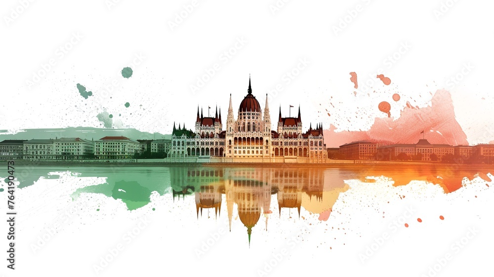 Naklejka premium AI-generated image of the Budapest parliament