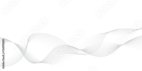 Gray and white abstract background with flowing particles. Digital future technology concept. Abstract white paper wave background and abstract gradient and white wave curve lines. 