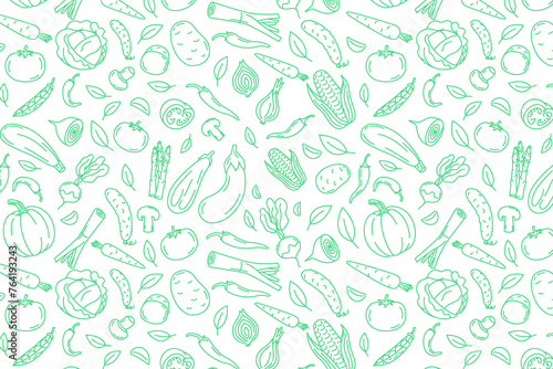 Vegetables doodle pattern. Illustration for backgrounds, card, posters, banners. Vector icons.