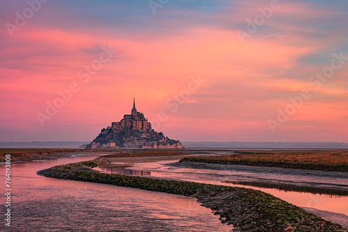 Beautiful Abbey Mont Saint Michel in France photo