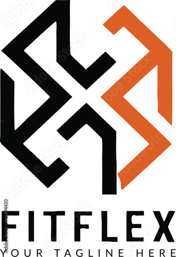 Abstract concept logo design for a fitness brand named 'FitFlex'