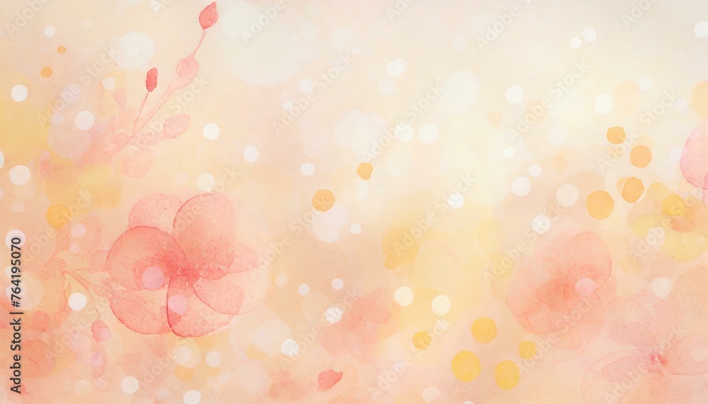 Beautiful pastel springtime Easter background illustrated with colorful aquarelle flowers. 